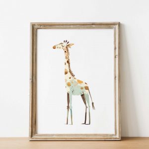 Cute Tiny Giraffe Boho Nursery Decor Poster | Boho nursery decor