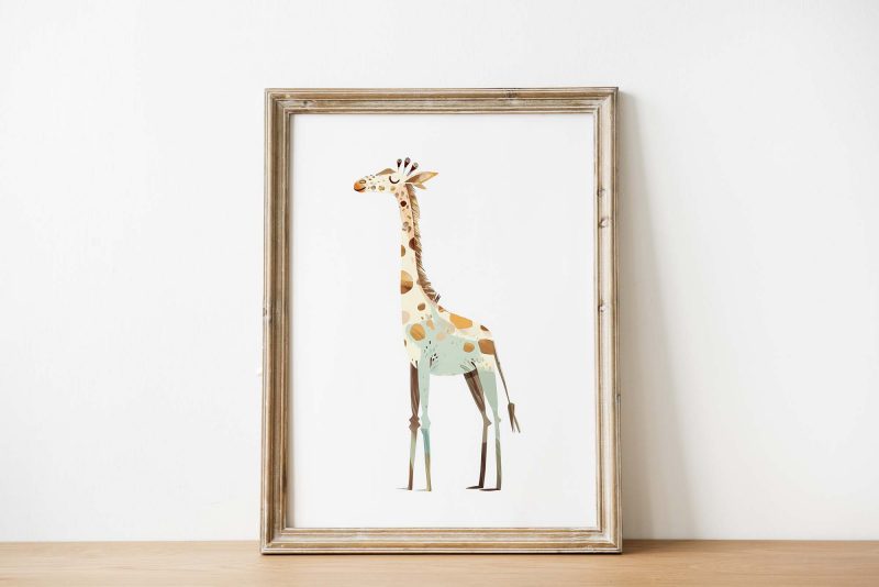 Cute Tiny Giraffe Boho Nursery Decor Poster | Boho nursery decor