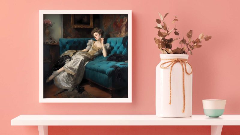 Decadent young woman #2 | Vintage Painting - Image 5