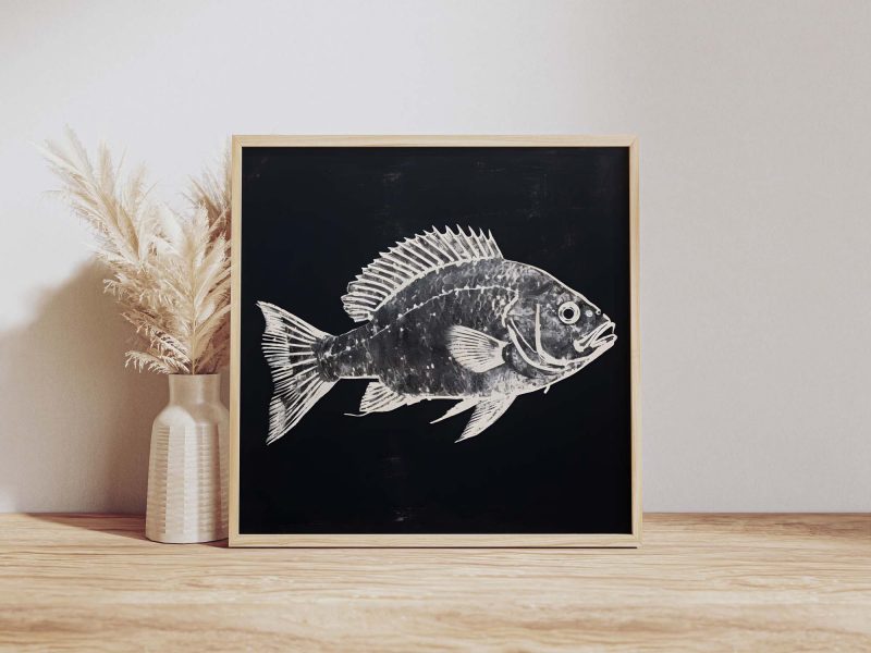 Fish Poster, Ancient Japanese Gyotaku Print, Vintage Fish Poster