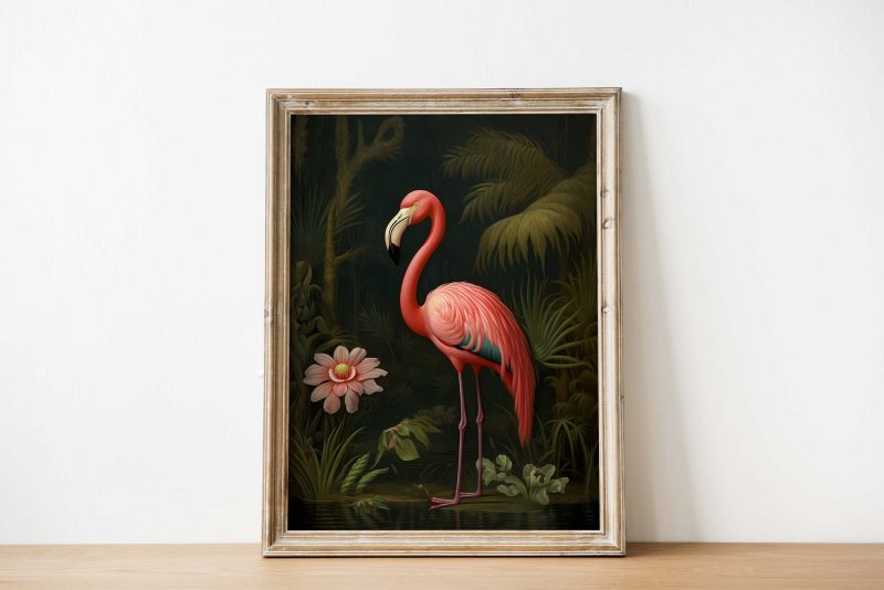 Flamingo Art Print | Pink Flamingo Poster | Large Wall Art | Botanical Print | Jungle Wall Art · Maximalist Decor - Image 10
