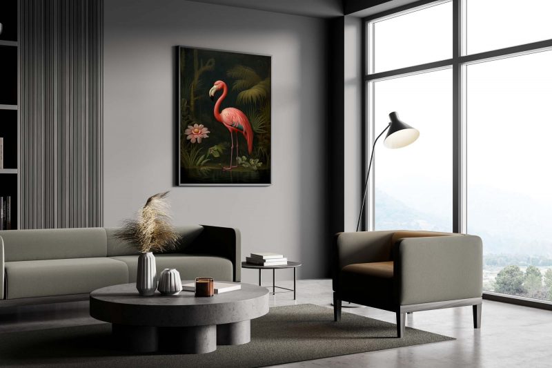 Flamingo Art Print | Pink Flamingo Poster | Large Wall Art | Botanical Print | Jungle Wall Art · Maximalist Decor - Image 8