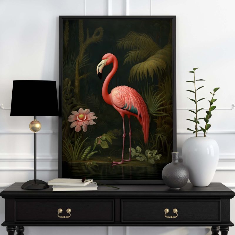 Flamingo Art Print | Pink Flamingo Poster | Large Wall Art | Botanical Print | Jungle Wall Art · Maximalist Decor - Image 9
