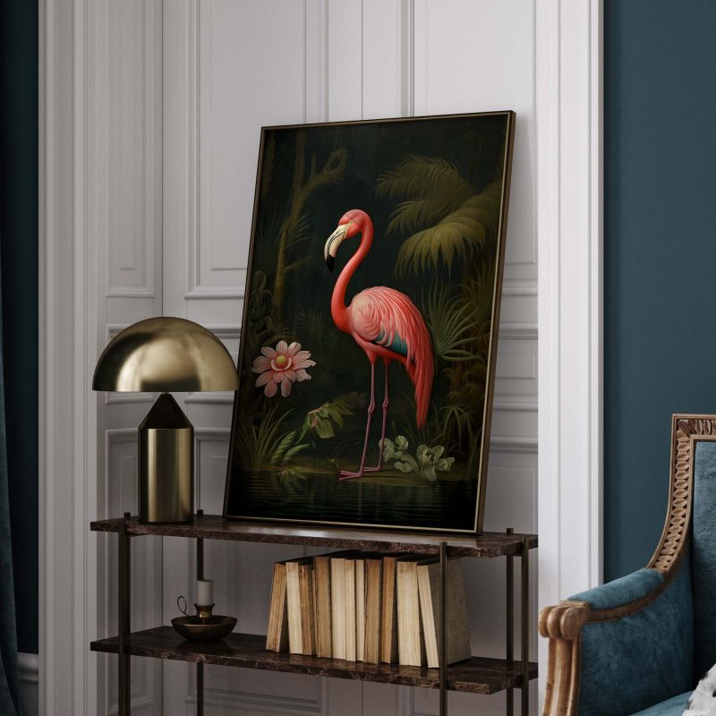 Flamingo Art Print | Pink Flamingo Poster | Large Wall Art | Botanical Print | Jungle Wall Art · Maximalist Decor - Image 4