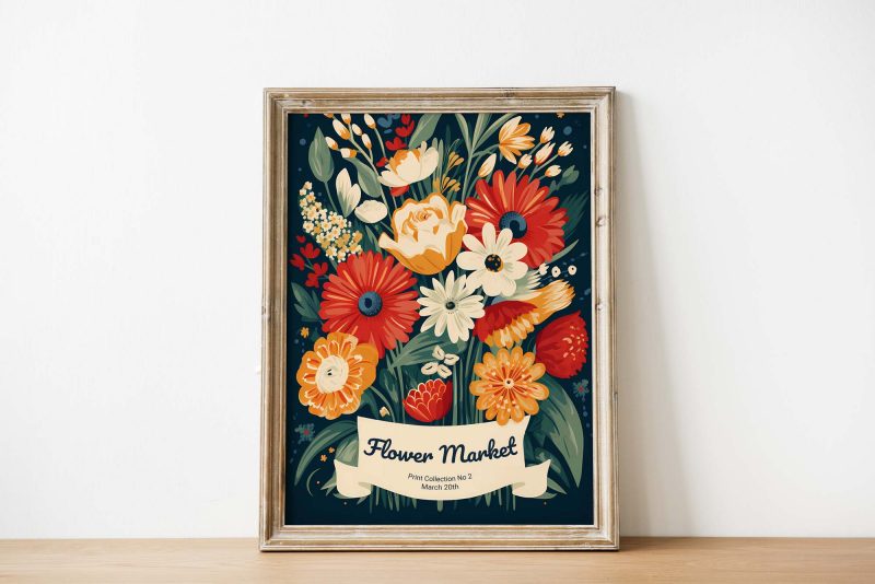 Flower Market Print No2, Boho Flower Art - Image 3