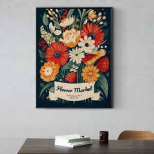 Flower Market Print No2, Boho Flower Art