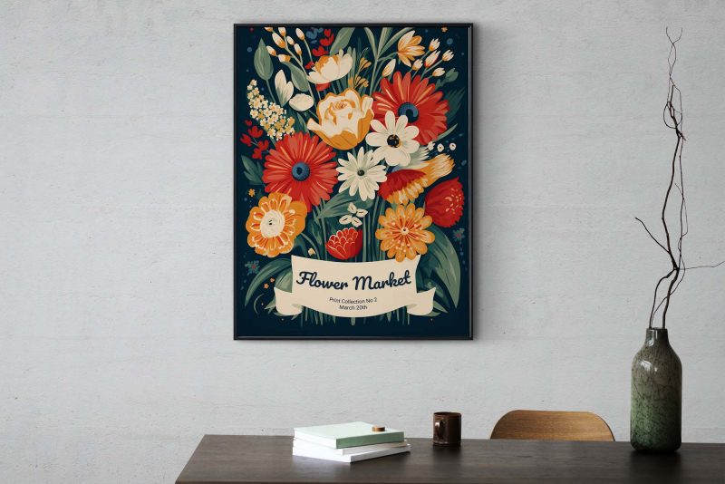 Flower Market Print No2, Boho Flower Art