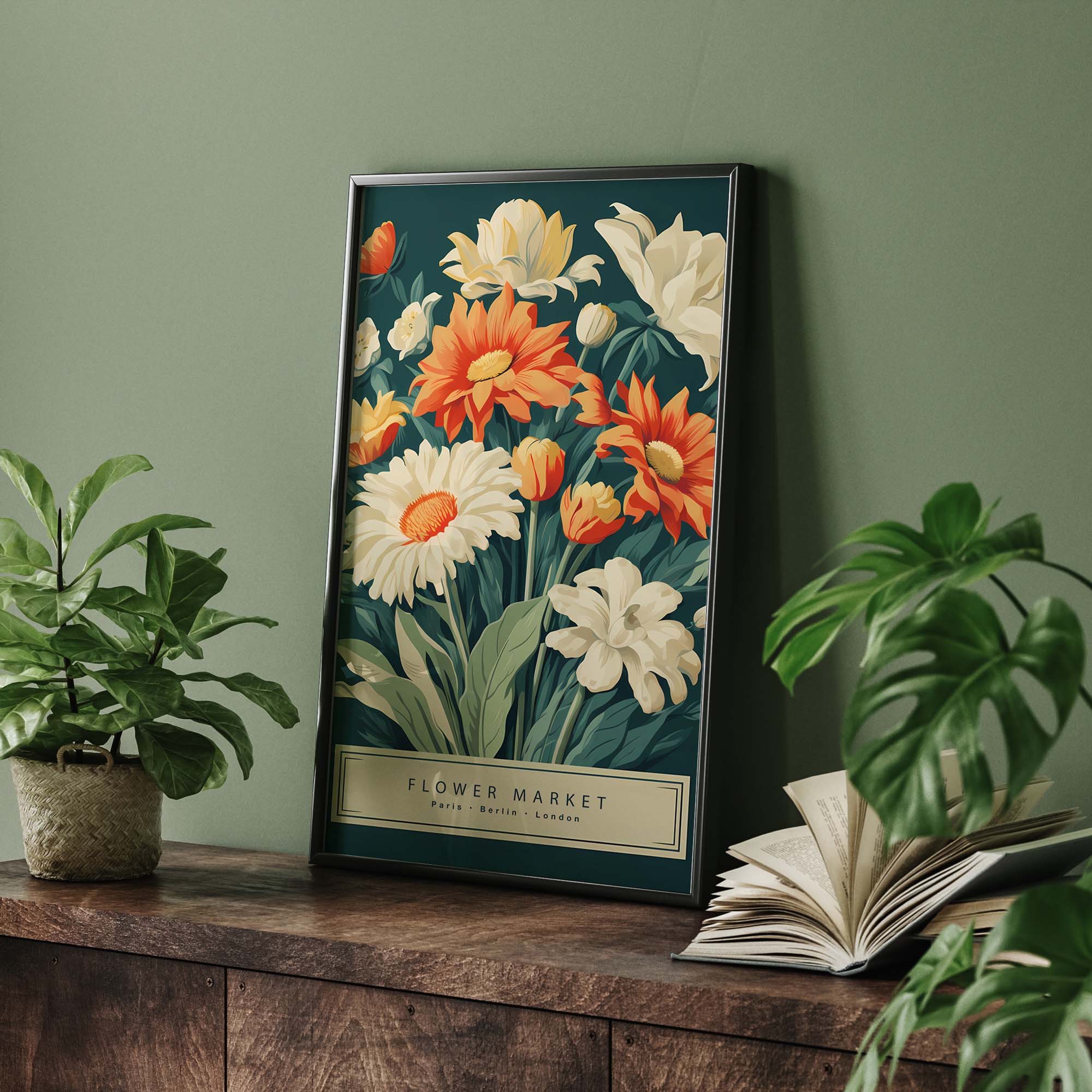 Flower Market Print No3, Boho Flower Art