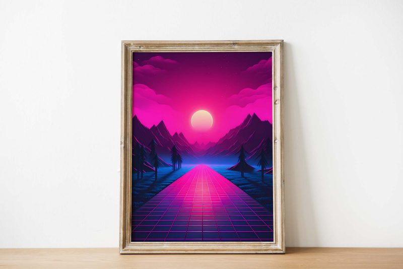 Forest Retrowave Moon | 80s Poster | Retro Design Print - Image 3