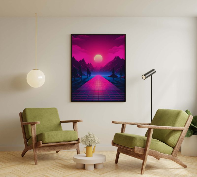 Forest Retrowave Moon | 80s Poster | Retro Design Print - Image 6
