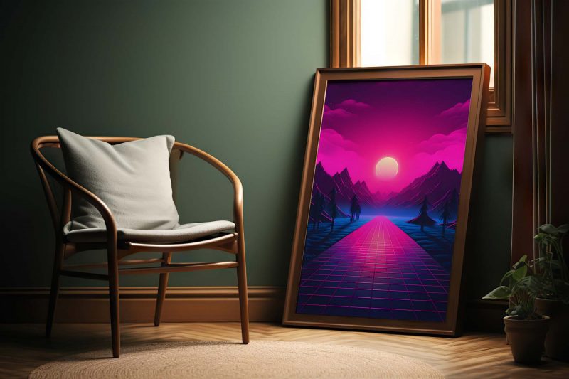 Forest Retrowave Moon | 80s Poster | Retro Design Print - Image 7