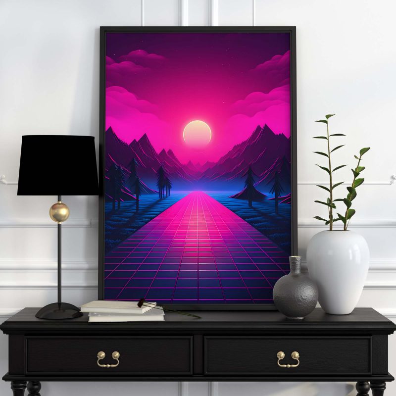 Forest Retrowave Moon | 80s Poster | Retro Design Print - Image 4