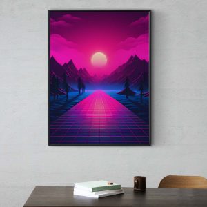Forest Retrowave Moon | 80s Poster | Retro Design Print