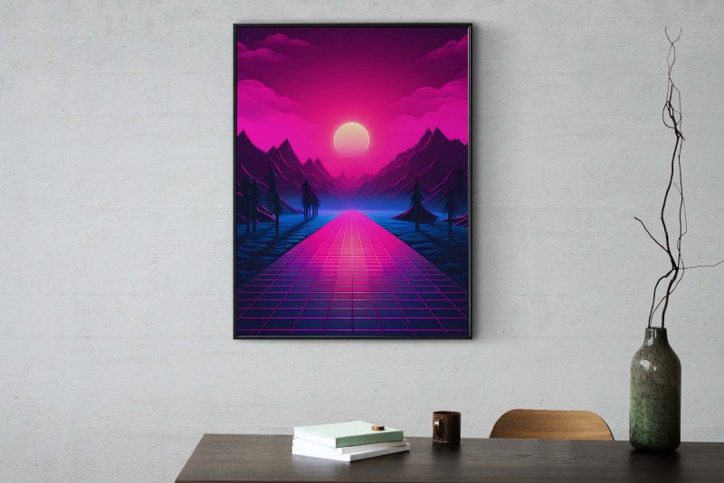 Forest Retrowave Moon | 80s Poster | Retro Design Print