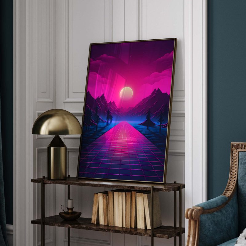 Forest Retrowave Moon | 80s Poster | Retro Design Print - Image 9