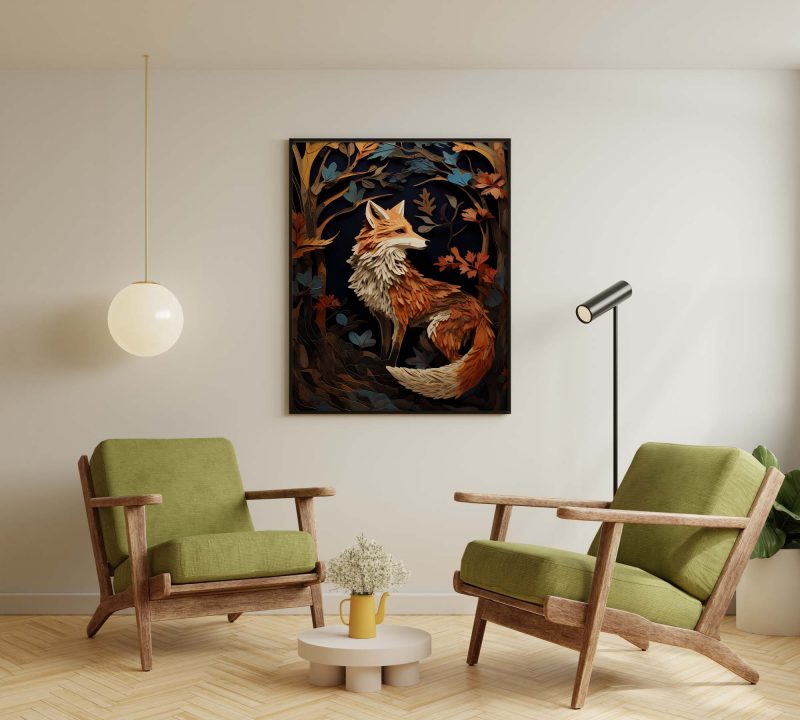 Fox Paper Cutout Poster | inspired by William Morris | Big Wall Art - Image 5