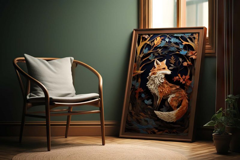 Fox Paper Cutout Poster | inspired by William Morris | Big Wall Art - Image 6