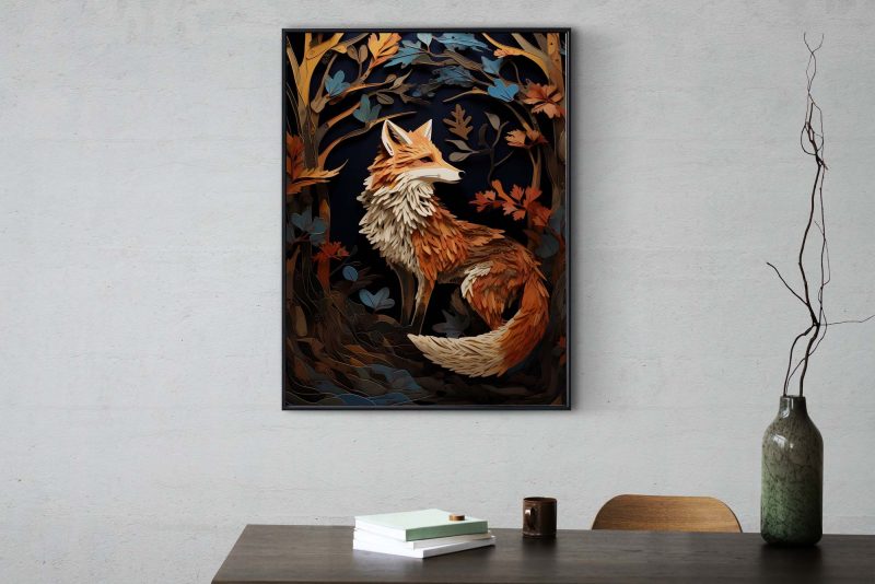 Fox Paper Cutout Poster | inspired by William Morris | Big Wall Art - Image 7