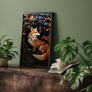 Fox Paper Cutout Poster | inspired by William Morris | Big Wall Art