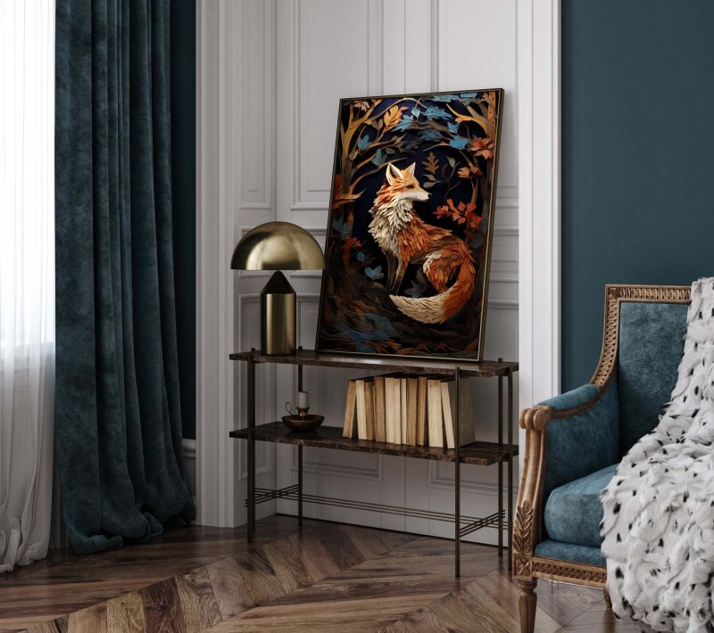 Fox Paper Cutout Poster | inspired by William Morris | Big Wall Art - Image 9