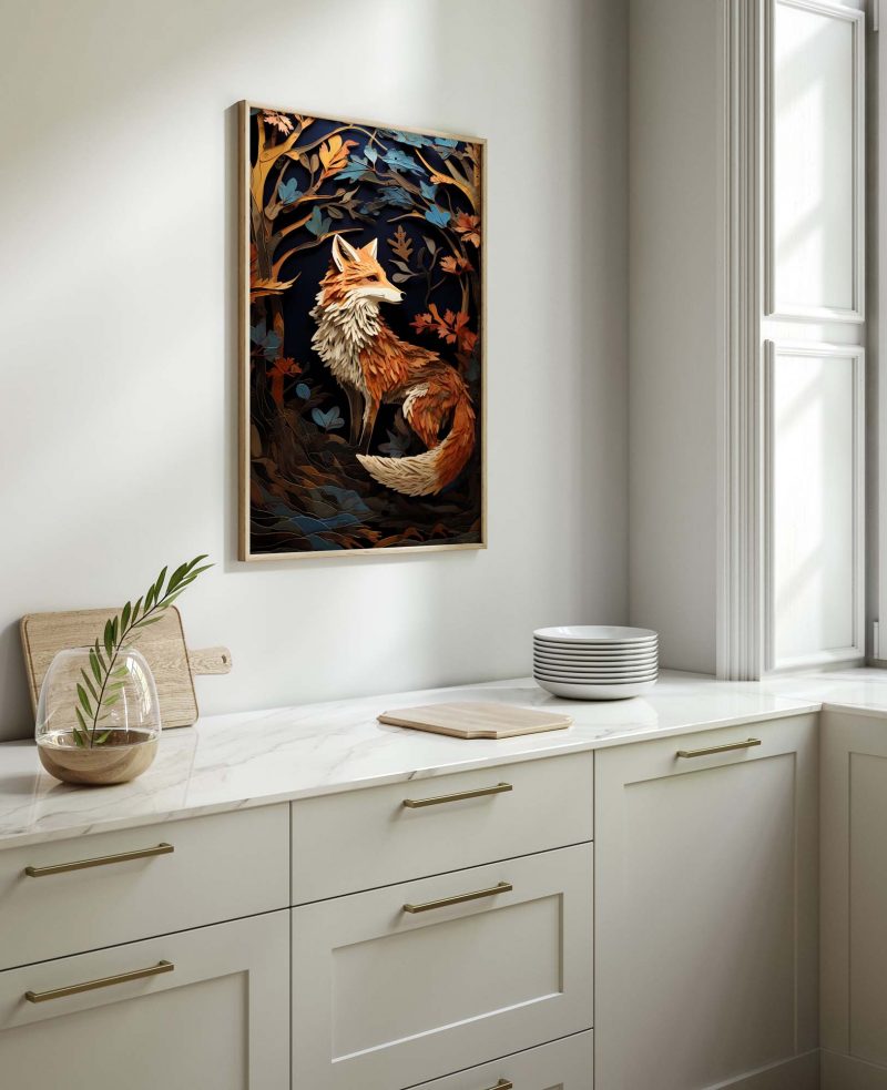 Fox Paper Cutout Poster | inspired by William Morris | Big Wall Art - Image 10