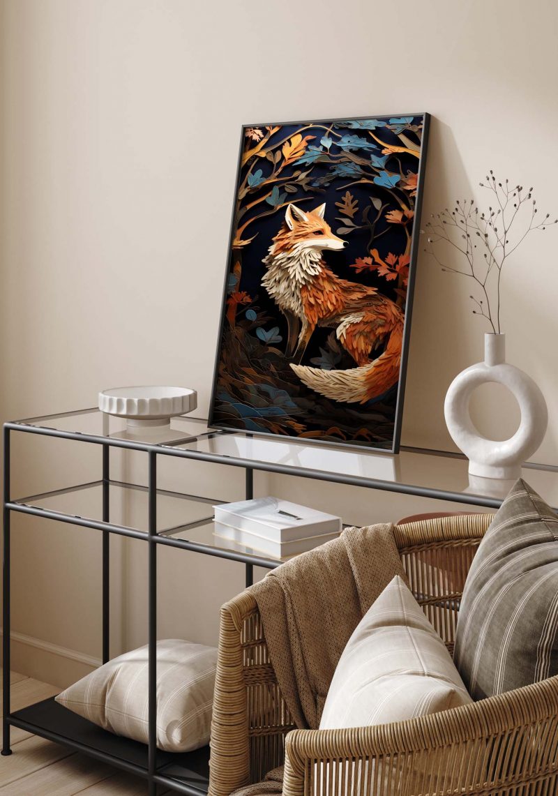 Fox Paper Cutout Poster | inspired by William Morris | Big Wall Art - Image 11