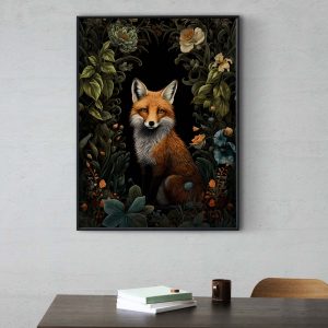 Fox in the Flowers Poster | William Morris stlye