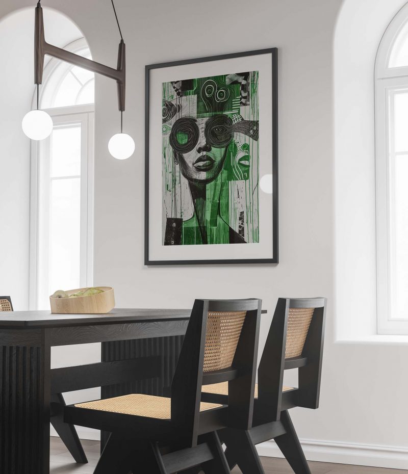 Futuristic Abstract Art | Woman in Green and Black - Image 2