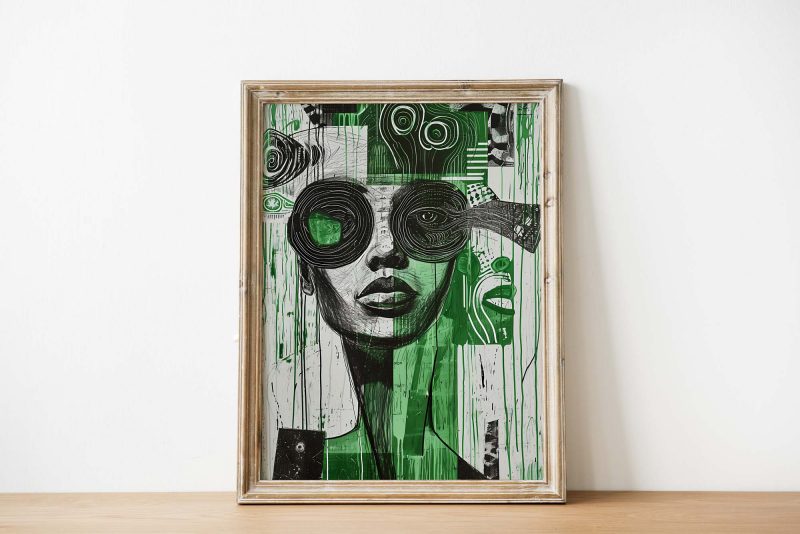 Futuristic Abstract Art | Woman in Green and Black - Image 3
