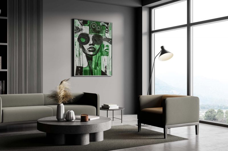 Futuristic Abstract Art | Woman in Green and Black - Image 5