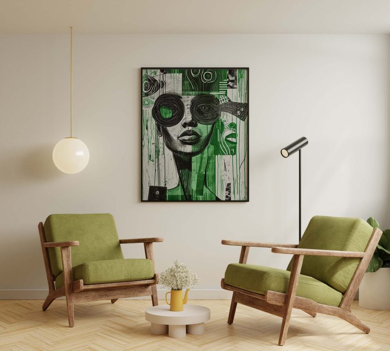 Futuristic Abstract Art | Woman in Green and Black - Image 6