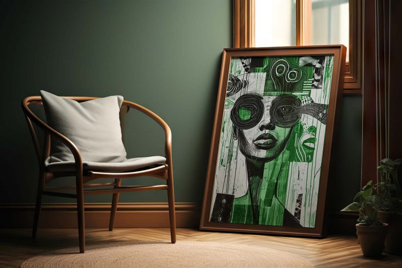 Futuristic Abstract Art | Woman in Green and Black - Image 7