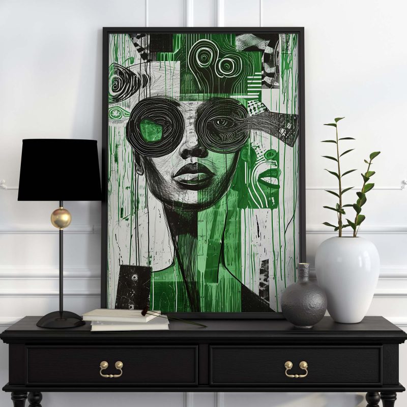 Futuristic Abstract Art | Woman in Green and Black - Image 4