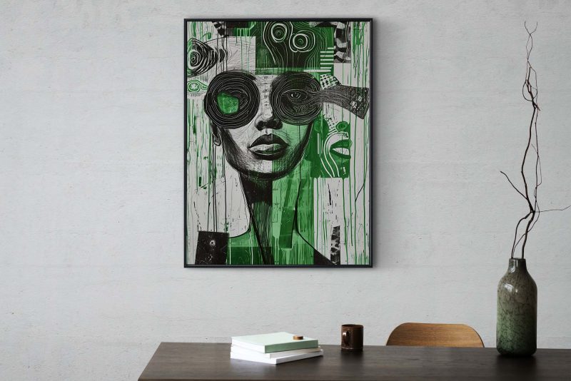 Futuristic Abstract Art | Woman in Green and Black - Image 8