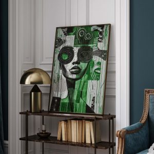Futuristic Abstract Art | Woman in Green and Black