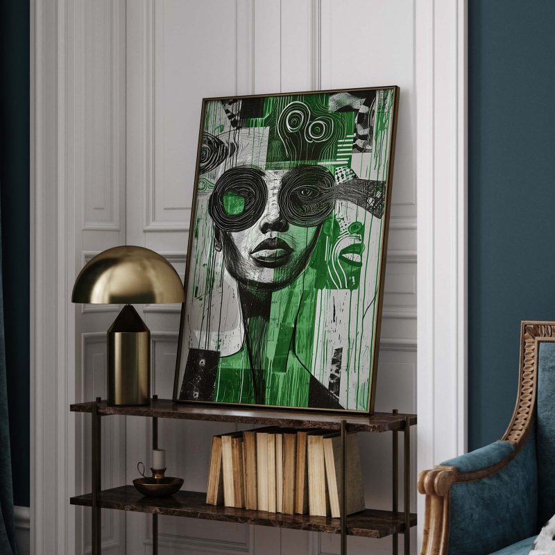 Futuristic Abstract Art | Woman in Green and Black