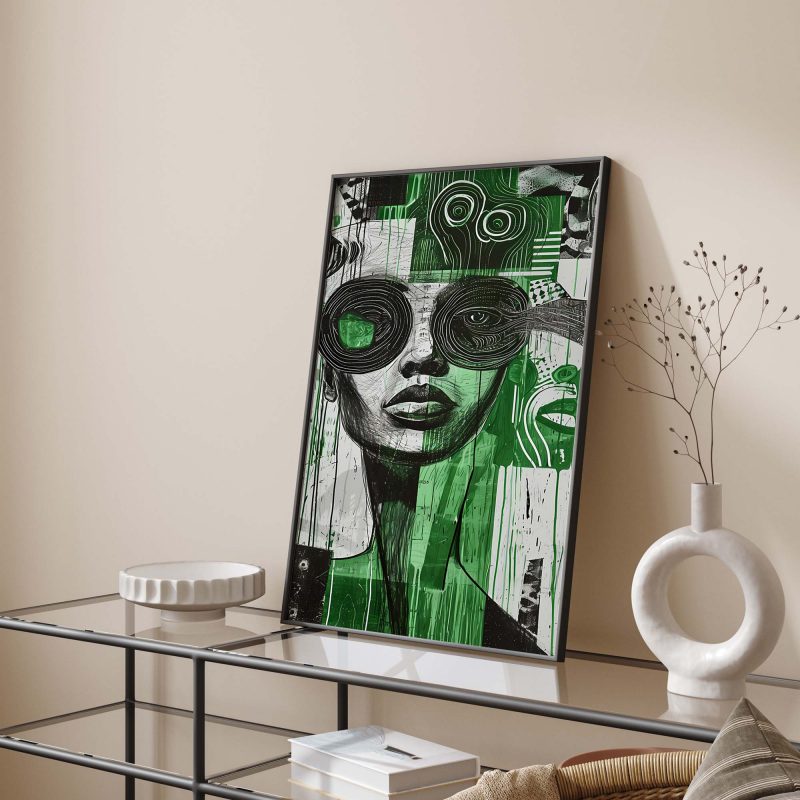 Futuristic Abstract Art | Woman in Green and Black - Image 11