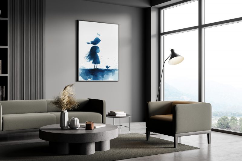 Girl With Birds, Watercolour Painting Poster - Image 9