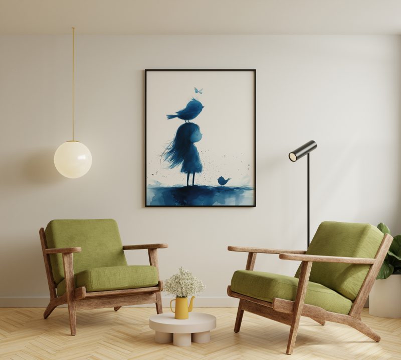Girl With Birds, Watercolour Painting Poster - Image 8