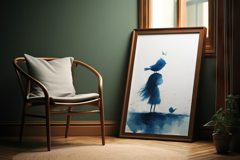 Girl With Birds, Watercolour Painting Poster - Image 7