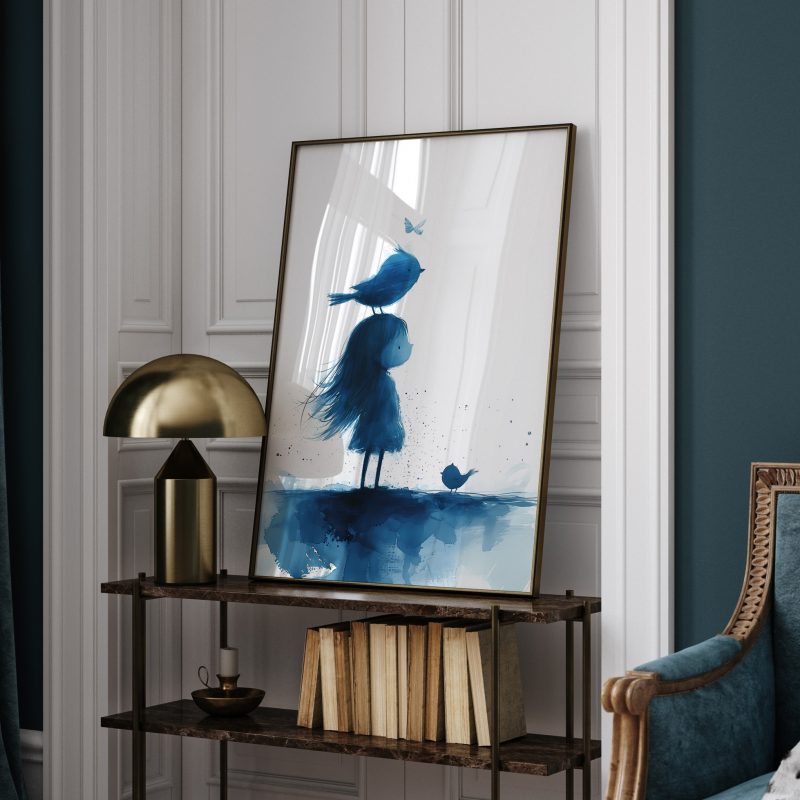 Girl With Birds, Watercolour Painting Poster - Image 5