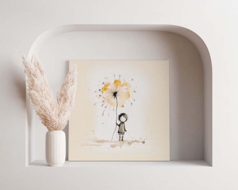 Girl holding a Dandelion | Cute Poster - Image 3