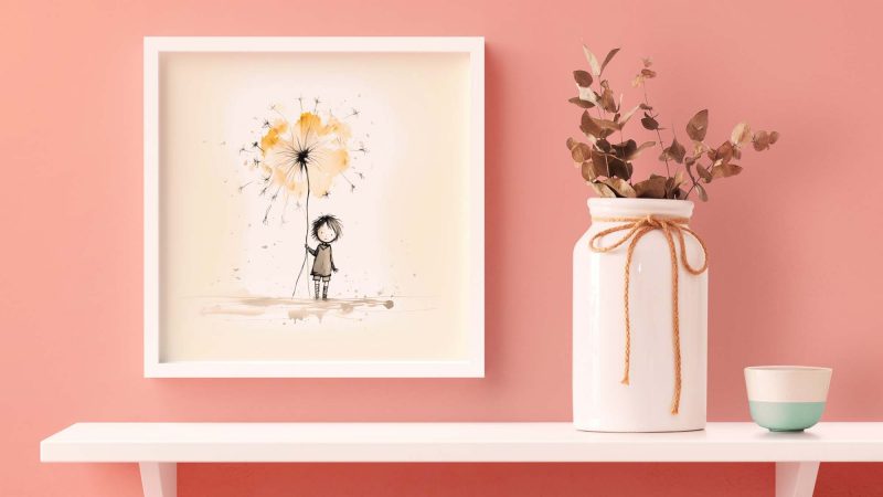 Girl holding a Dandelion | Cute Poster - Image 5