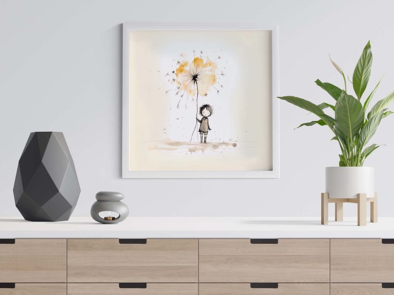 Girl holding a Dandelion | Cute Poster - Image 2