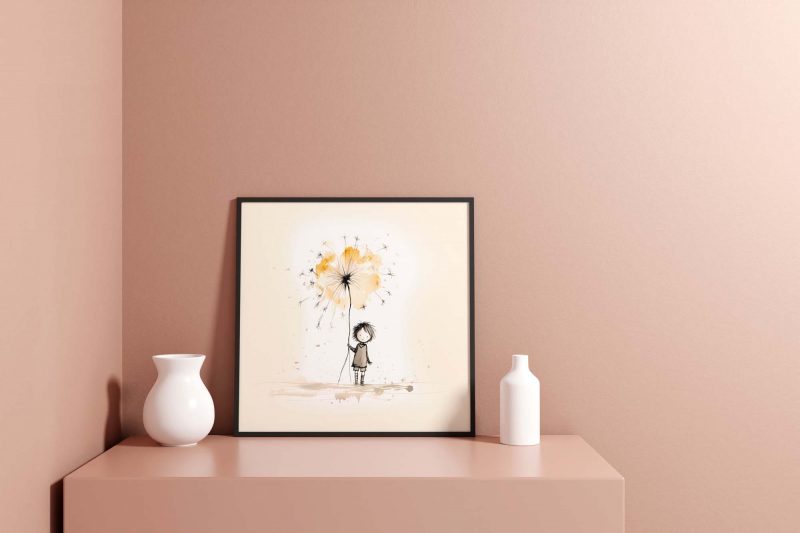 Girl holding a Dandelion | Cute Poster - Image 6
