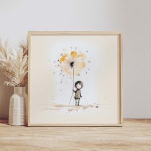 Girl holding a Dandelion | Cute Poster
