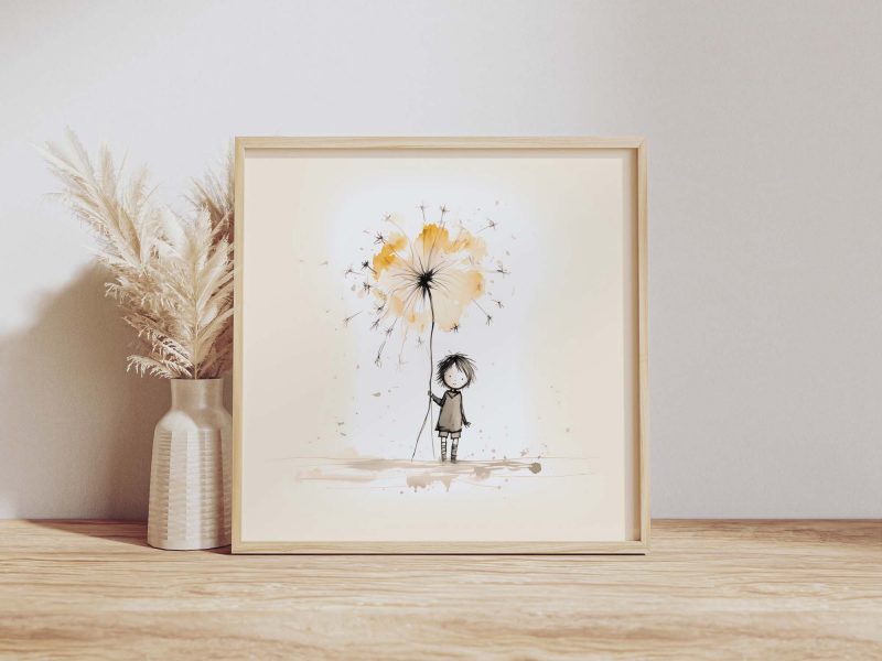 Girl holding a Dandelion | Cute Poster