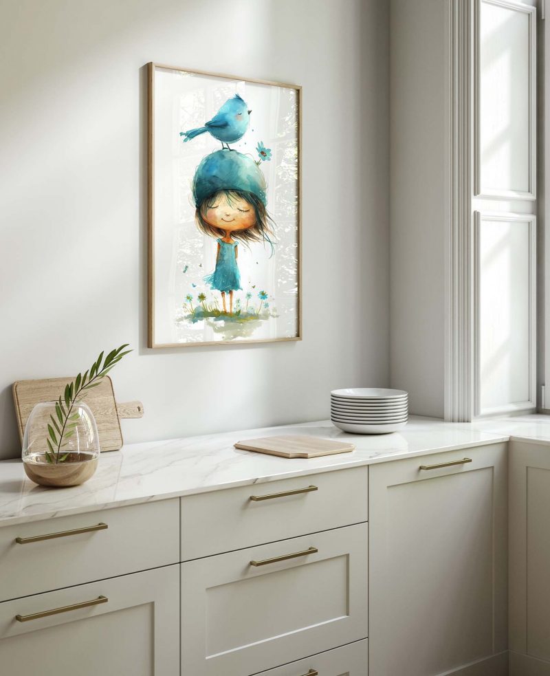 Girl with Bird and Flower on her Head Nursery Poster - Image 10