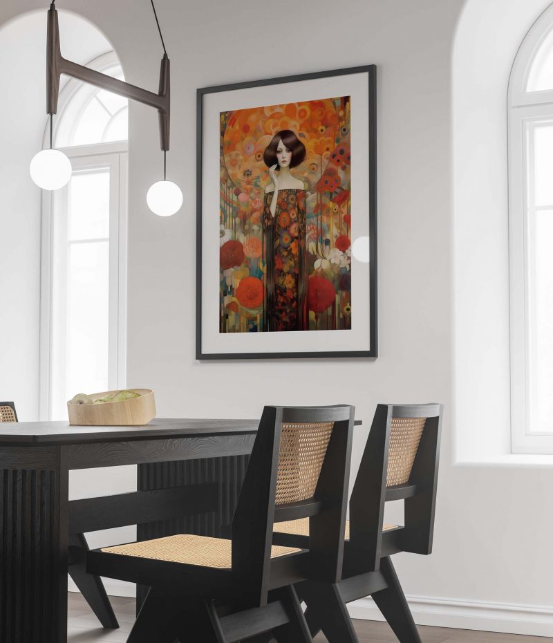 Black Haired Woman Poster in Picasso and Gustav Klimt style - Image 2