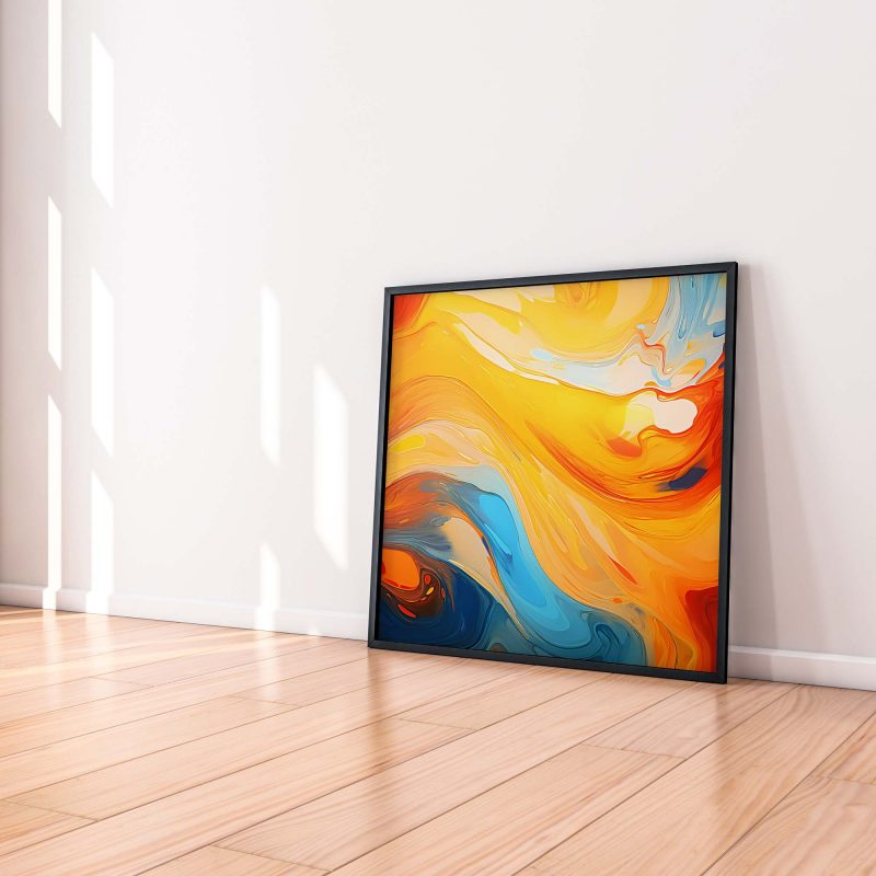 Bright Colors - Yellow, Orange, and Blue Oil Paint Abstract Poster - Image 5